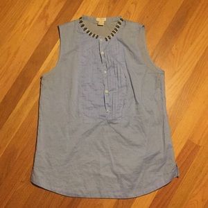 J crew Light Blue Jewel Collar Sleeveless Top Sz 2